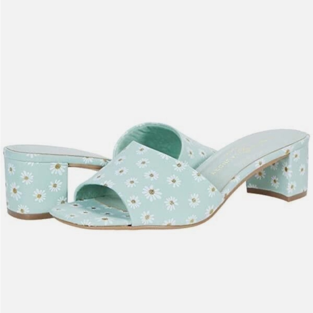Chinese Laundry Blue and White Polka Dot Mules
